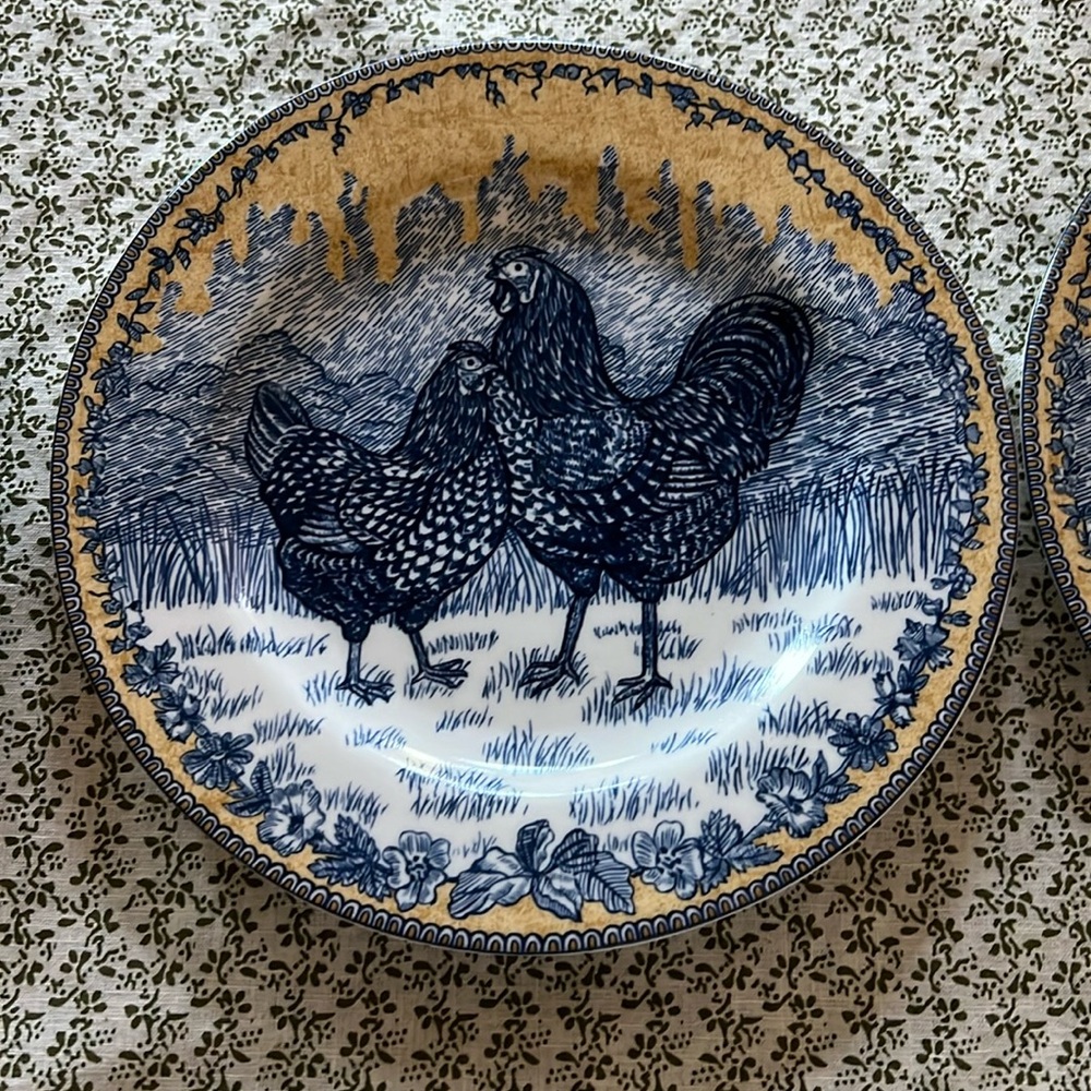 Chicken salad plates blue/ yellow